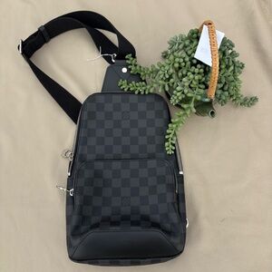 LOUIS VUITTON BLACK CHECKERED SLING BAG AUTHENTIC